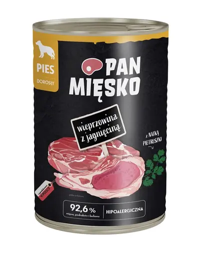 PAN MIESKO Carne de porc cu miel hrana umeda pentru caini 400 g