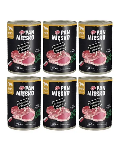 PAN MIESKO Carne de porc cu miel hrana umeda pentru caini 6x400 g