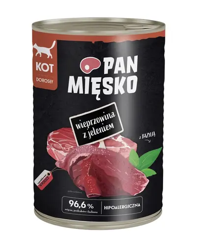 PAN MIESKO cu porc si cerb 400 g hrana umeda pentru pisici adulte