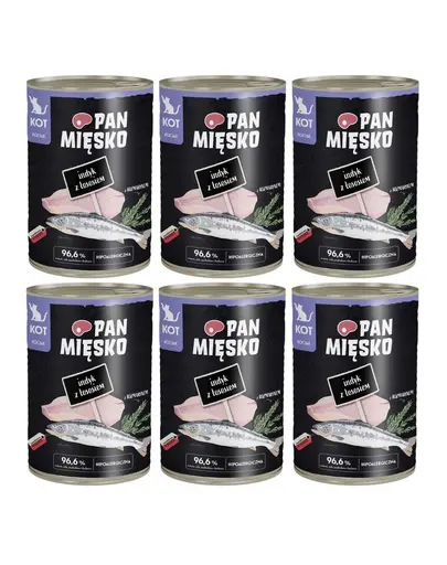 PAN MIESKO hrana umeda pisoi 6x400 g curcan si somon