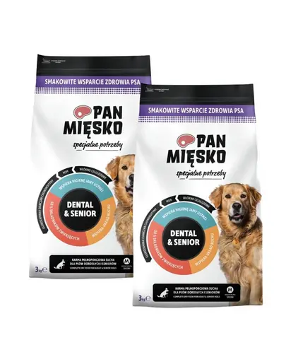 PAN MIESKO Hrana Speciala Dental & Senior pentru caini adulti si seniori crochete marimea M 2x3 kg