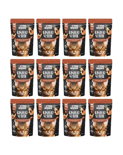 PAN MIESKO Bucati in sos Vitel cu cerb, hrana umeda pentru pisici 12x85 g