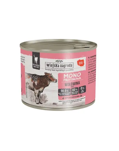 WIEJSKA ZAGRODA Hrana umeda monoproteica pentru pisici cu vita, 200 g
