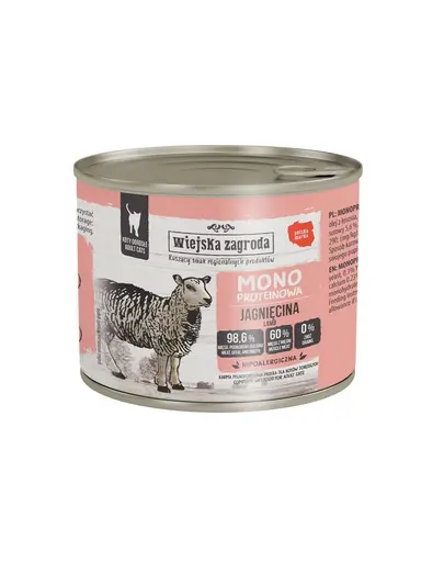 WIEJSKA ZAGRODA Hrana umeda monoproteica pentru pisici cu miel 12x200 g