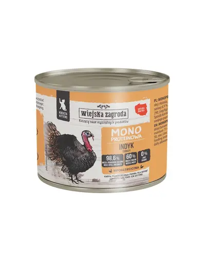 WIEJSKA ZAGRODA Hrana umeda monoproteica cu curcan pentru pisici, 200 g