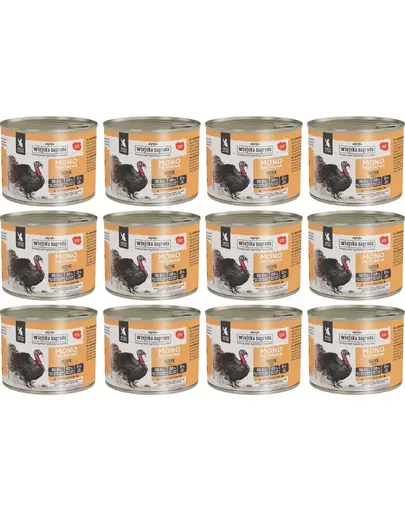 WIEJSKA ZAGRODA Hrana umeda monoproteica cu curcan pentru pisici 12x200 g