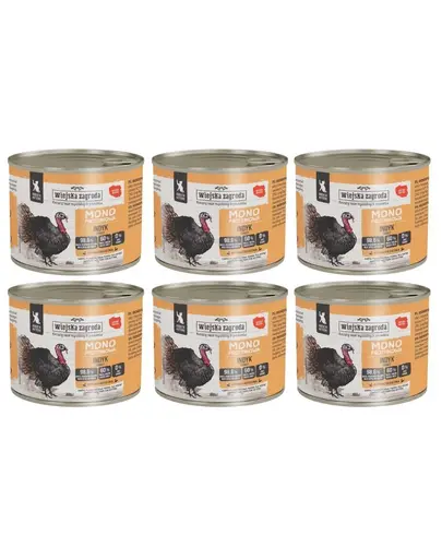 WIEJSKA ZAGRODA Hrana umeda monoproteica cu curcan pentru pisici 6x200 g