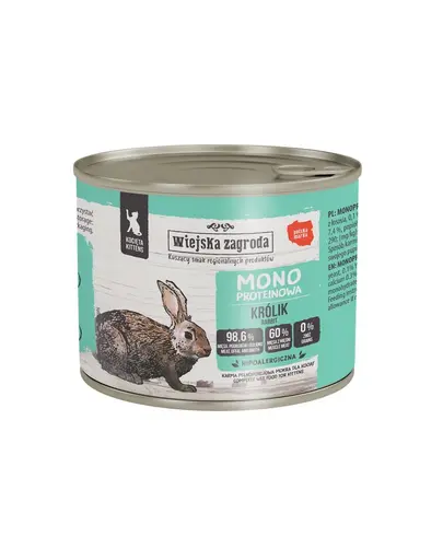 WIEJSKA ZAGRODA Monoproteic iepure hrana umeda pentru pisoi 200g