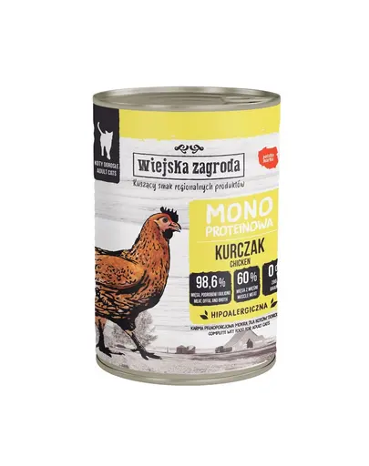 WIEJSKA ZAGRODA Hrana umeda monoproteica cu pui pentru pisici 400 g
