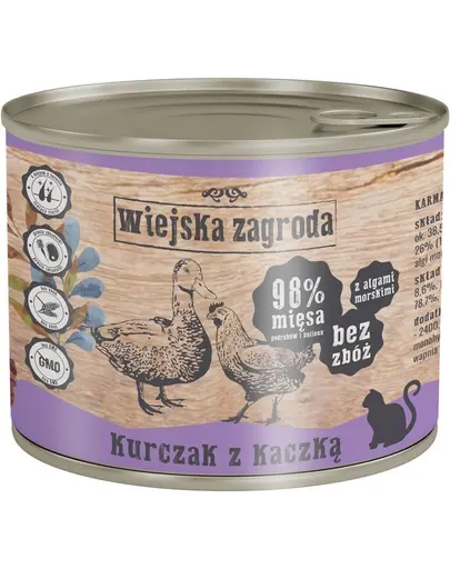 WIEJSKA ZAGRODA Adult Hrana umeda pentru pisici adulte, cu pui si rata 12x200 g