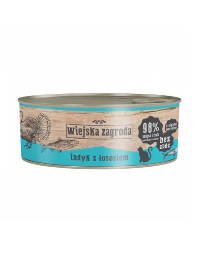 WIEJSKA ZAGRODA Adult Hrana umeda pentru pisici adulte, cu somon si curcan 24x85 g