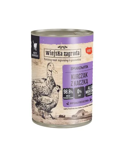 WIEJSKA ZAGRODA Conserva pui cu rata, pentru pisici 12x400 g