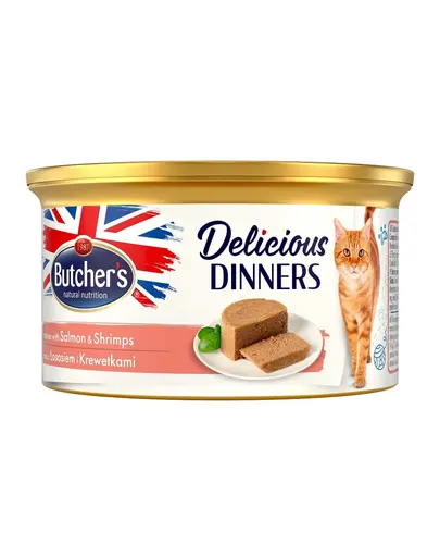 BUTCHER'S Classic Delicious Dinners mousse cu somon si creveti 85 g