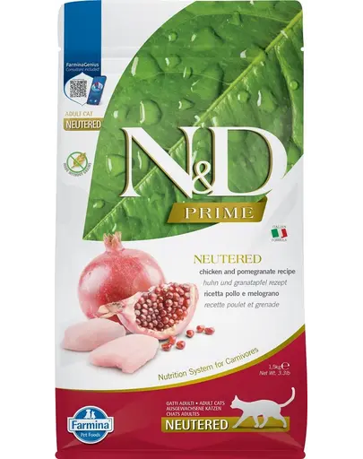 N&D FARMINA Hrana uscata pentru pisici sterilizate, cu pui si rodie, 1.5 kg