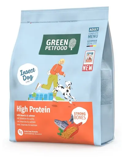 GREEN PETFOOD InsectDog with Salmon High Protein 900g hrana cu insecte si somon pentru Caini activi