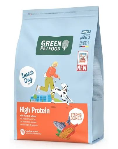 GREEN PETFOOD InsectDog with Salmon High Protein 3kg hrana Caini activi, cu insecte si somon