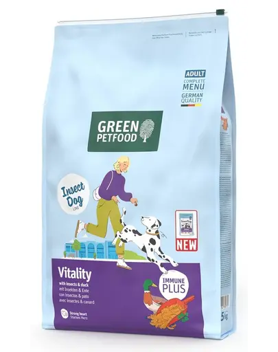 GREEN PETFOOD InsectDog with Duck Vitality 7,5 kg cu insecte si rata hrana Caini