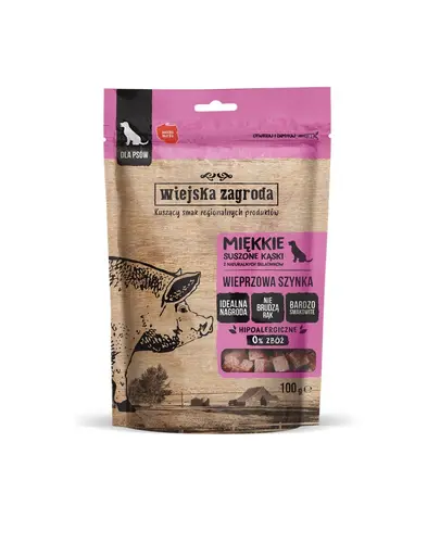 WIEJSKA ZAGRODA Sunca de porc delicatesa pentru caini 100 g
