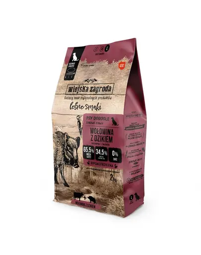 WIEJSKA ZAGRODA Hrana uscata caini de talie mare, cu vita si mistret 2x2 kg