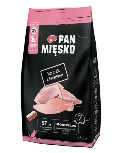 PAN MIESKO Pui cu iepure pentru pisoi hrana uscata crochete XS 1,6 kg