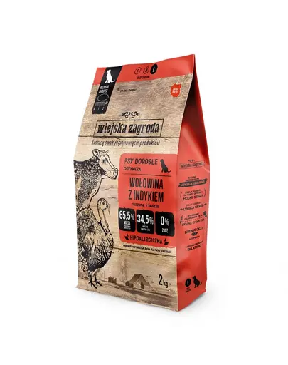 WIEJSKA ZAGRODA hrana uscata completa pentru caini cu vita si curcan L 2 kg