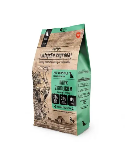 WIEJSKA ZAGRODA Hrana uscata curcan si iepure, pentru caine S 9 kg