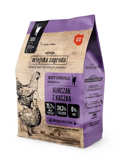 WIEJSKA ZAGRODA Hrana cu pui si rata pentru pisici 2x400 g
