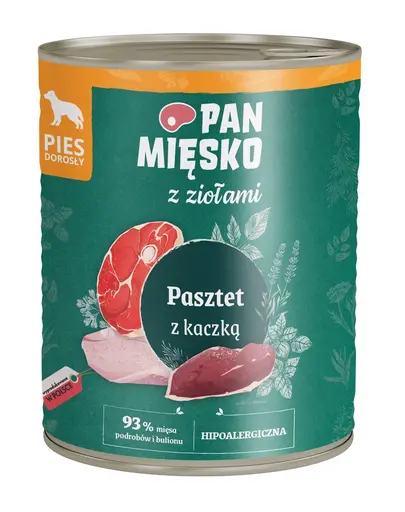 PAN MIESKO Pateu cu rata si ierburi pentru caini 800 g