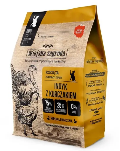 WIEJSKA ZAGRODA Curcan cu pui hrana uscata pentru pisoi 400 g