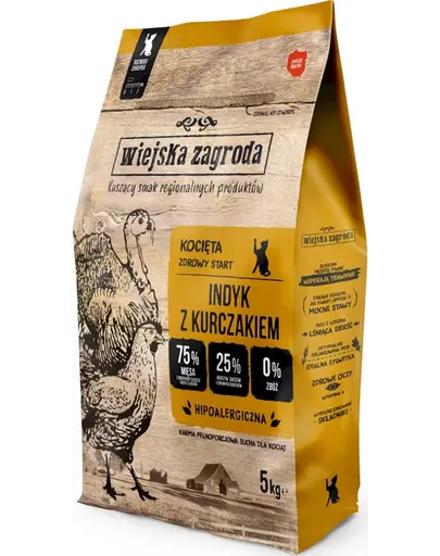 WIEJSKA ZAGRODA Curcan cu pui hrana uscata pentru pisoi 5 kg