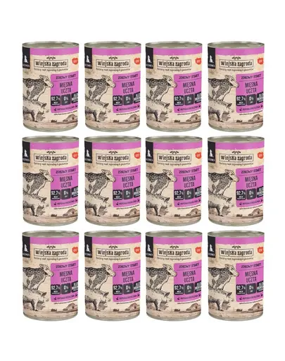 WIEJSKA ZAGRODA Conserva hrana pentru catei festin de carne 12x400 g