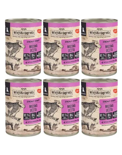 WIEJSKA ZAGRODA Conserva hrana pentru catei festin de carne 6x400 g