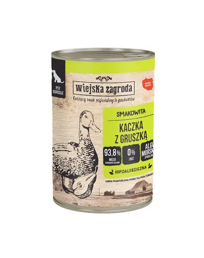 WIEJSKA ZAGRODA Rata cu para, hrana umeda pentru caini 6x400 g