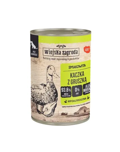 WIEJSKA ZAGRODA Rata cu para, hrana umeda pentru caini 12x400 g