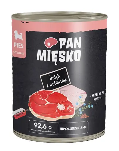 Pan Miesko Curcan cu vita, hrana umeda pentru catei 800 g
