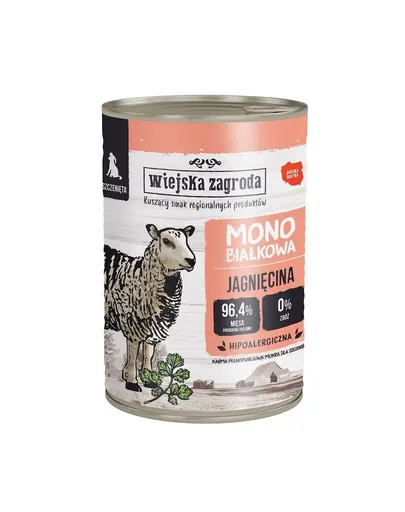 WIEJSKA ZAGRODA Mancare umeda pentru catelusi cu miel 12x400 g