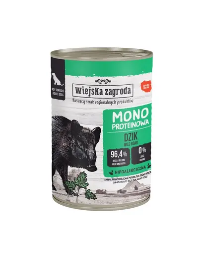 WIEJSKA ZAGRODA Hrana umeda monoproteica cu mistret pentru Caini 400 g