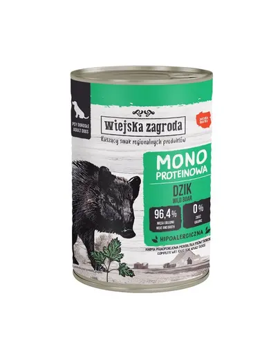 WIEJSKA ZAGRODA Hrana umeda monoproteica cu mistret pentru caini 12x400 g