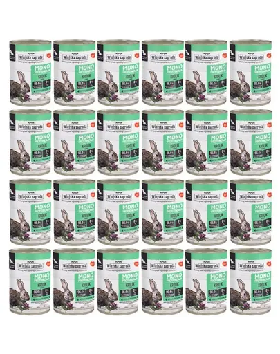 WIEJSKA ZAGRODA Hrana umeda monoproteica cu iepure pentru caini 24x400 g