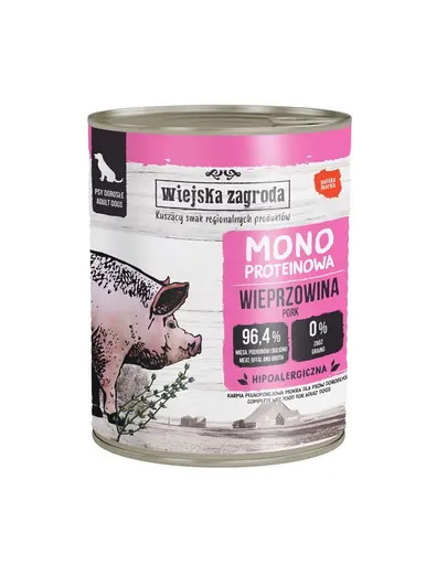 ZAGRODA Hrana umeda monoproteica cu porc pentru caini 6x800 g