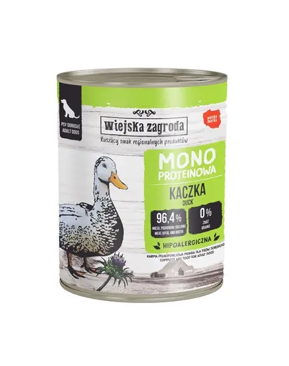 WIEJSKA ZAGRODA Hrana umeda monoproteica cu rata pentru caini 6x800 g