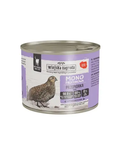 WIEJSKA ZAGRODA Hrana umeda monoproteica pentru pisici cu prepelita 6x200 g