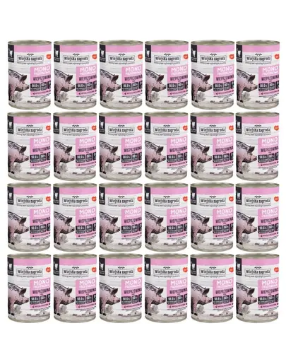 WIEJSKA ZAGRODA Hrana umeda monoproteica cu carne de porc pentru pisici 24x400 g