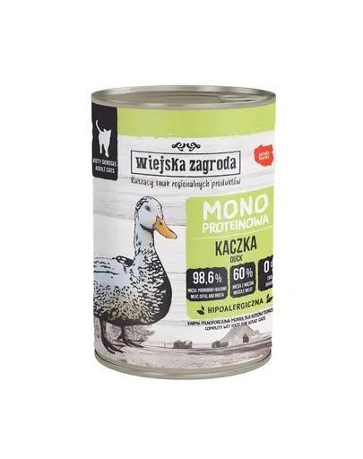 WIEJSKA ZAGRODA Hrana umeda monoproteica cu rata pentru pisici 6x400 g