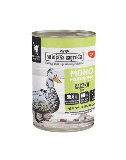 WIEJSKA ZAGRODA Hrana umeda monoproteica cu rata pentru pisici 24x400 g