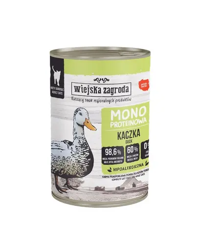 WIEJSKA ZAGRODA Hrana umeda monoproteica cu rata pentru pisici 12x400 g
