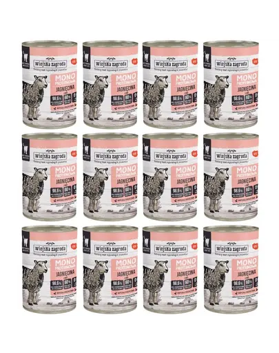 WIEJSKA ZAGRODA Hrana umeda monoproteica cu miel pentru pisici 12x400 g