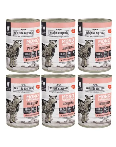 WIEJSKA ZAGRODA Hrana umeda monoproteica cu miel pentru pisici 6x400 g