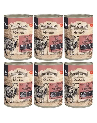 WIEJSKA ZAGRODA Hrana umeda pentru caini seniori mistret cu miel 6x400 g