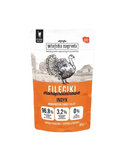 WIEJSKA ZAGRODA Hrana umeda pentru pisici, file de curcan 24x85 g